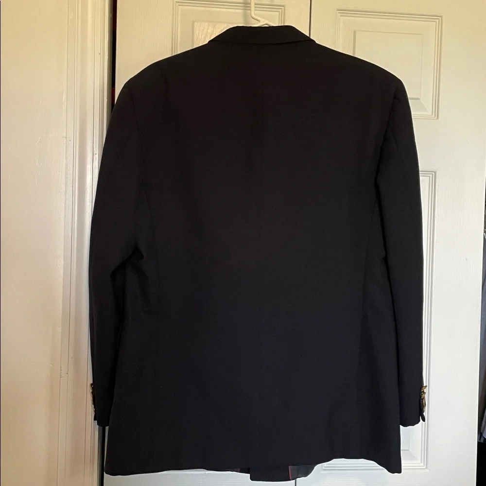 VTG Men’s Evan-Picone navy double breasted 100% wool blazer gold crest buttons